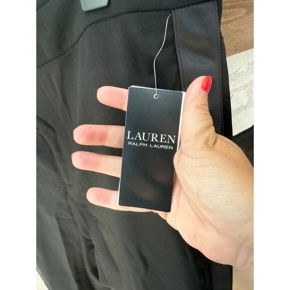 Lauren Ralph Lauren Women's Black Side-Stripe Wool Crepe Pants Size 12 - Picture 7 of 8